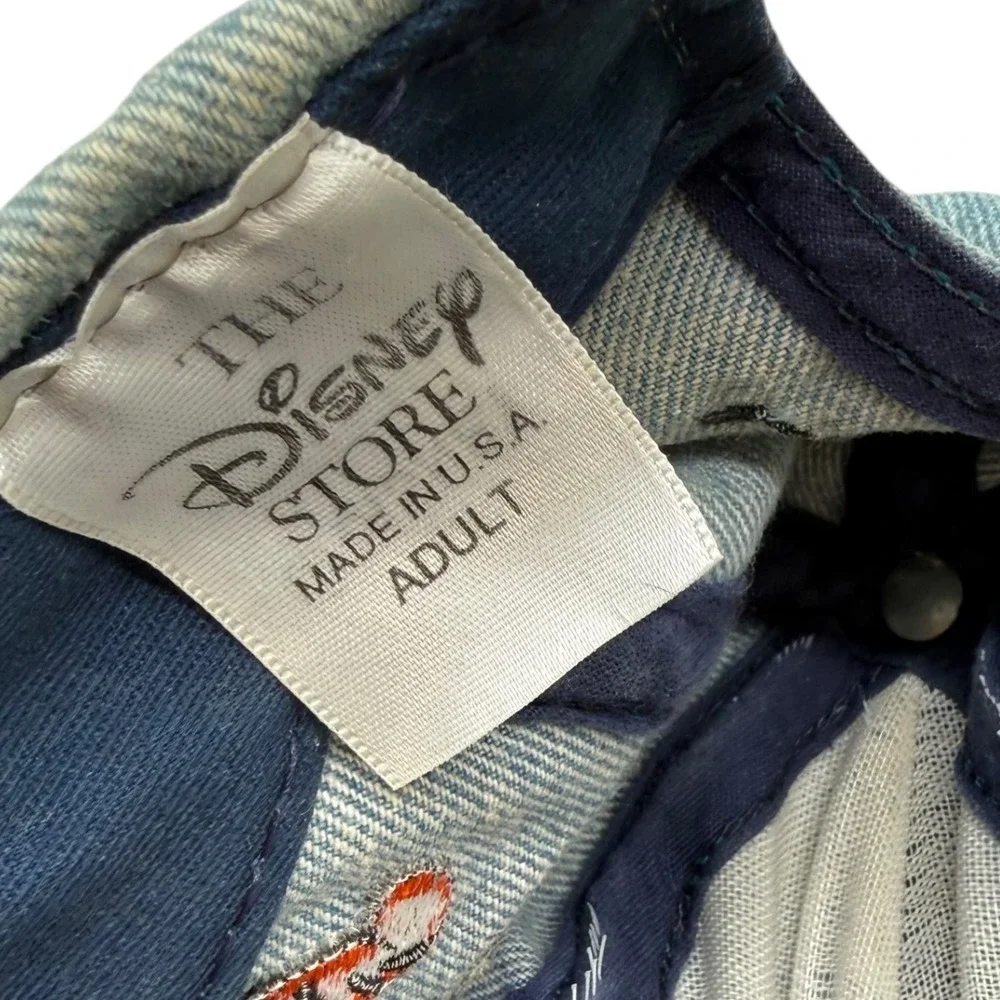Disney Store Vintage Tigger Denim Snapback Hat Blue Black Made in USA Adult
